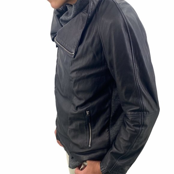 Emporio Armani Lamb Leather Combo Layered Jacket IT 56 US 46 - Picture 9 of 16